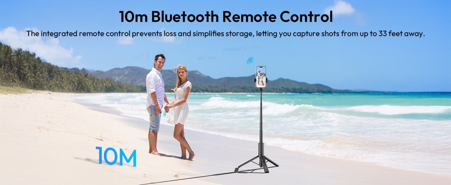 ULANZI SK26 40" Selfie Stick Tripod with Bluetooth Remote for iPhone-mobile clip
