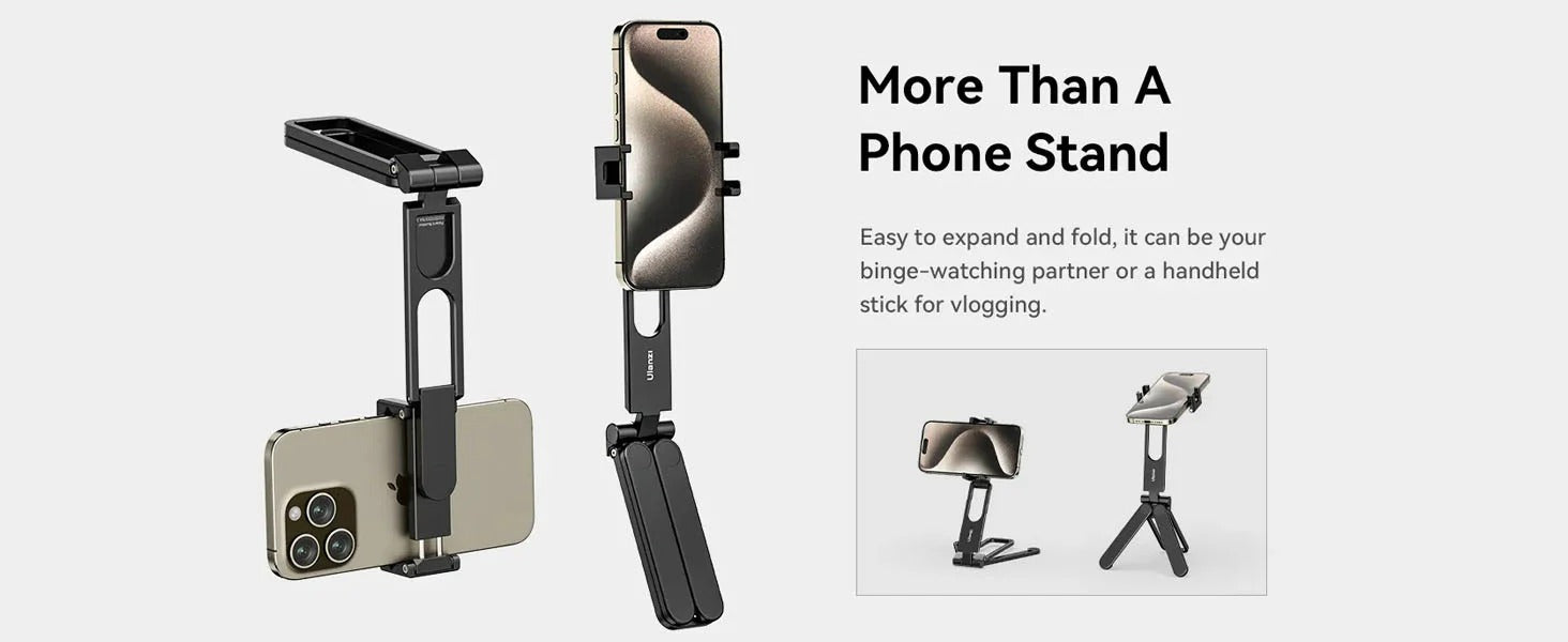 ULANZI MA26 Phone Tripod  â€“ Foldable, 2 Cold Shoe, Compact, Lightweight