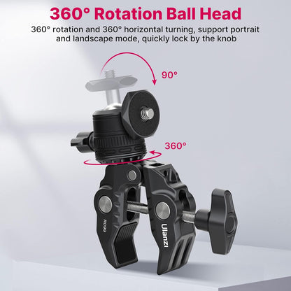 ULANZI R099 Super Clamp Camera Mount with 360¬∞ Ballhead for Bike/Bicycle/Motorcycle Handlebar Pole Tripod Tube Crossbar Gimbal Rods Mount