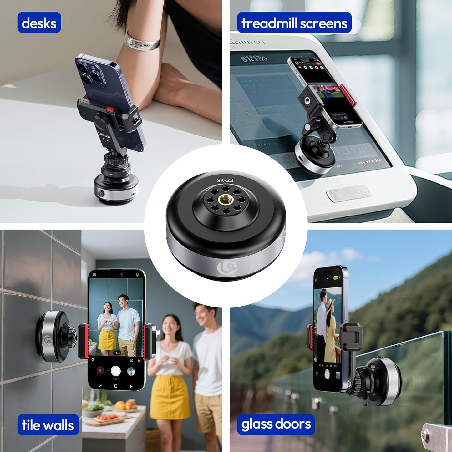 ULANZI SK-23 Electric Suction Cup Mount 1/4'' for GoPro, DJI, Insta360