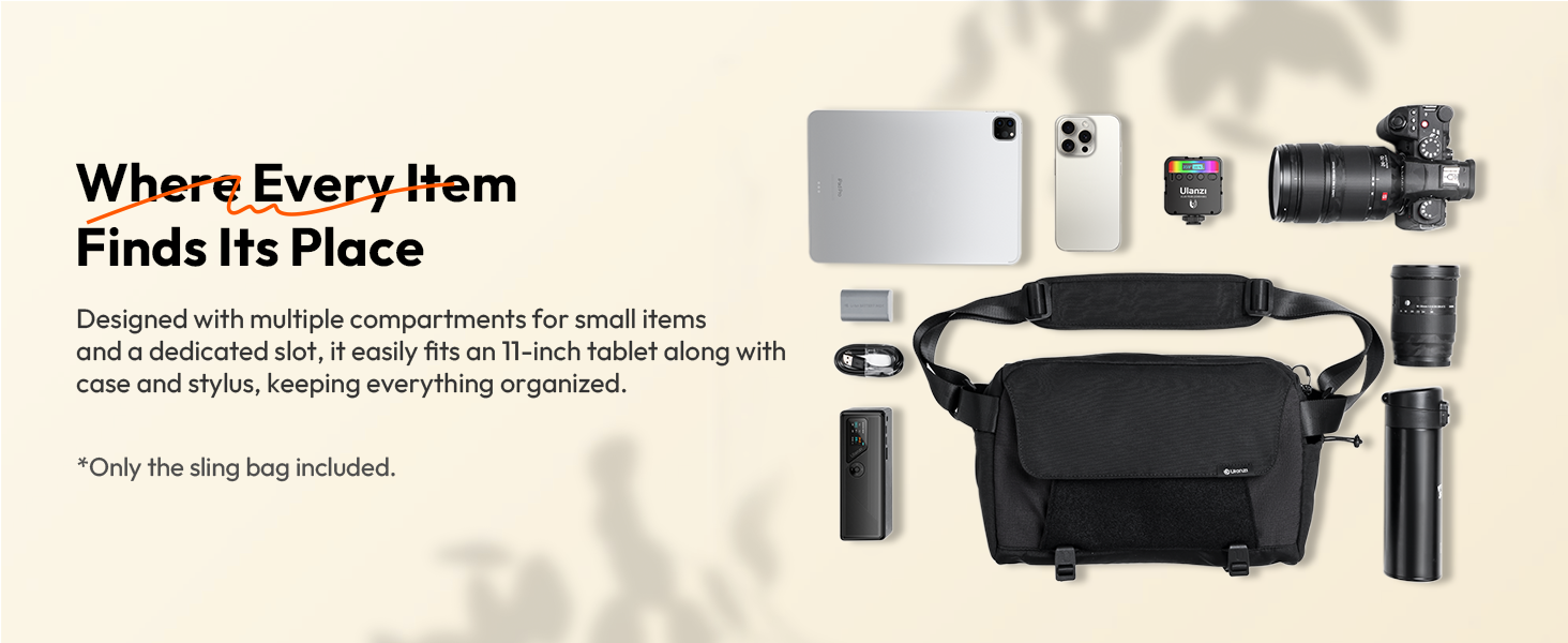 ULANZI BP11 8L Camera Sling Bag, Splash-Proof DSLR/Mirrorless Anti-Theft Crossbody