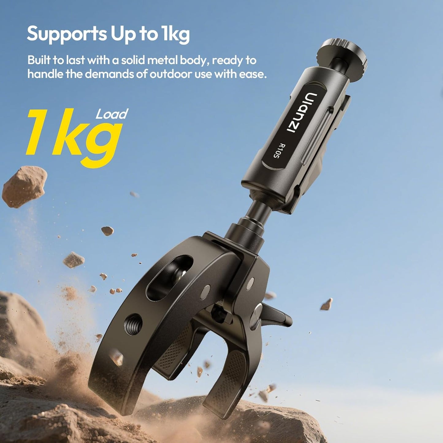 ULANZI R105 Super Clamp with 360Â° Dual Ballhead Arm, Y-Claw Mount for GoPro, Insta360, DJI