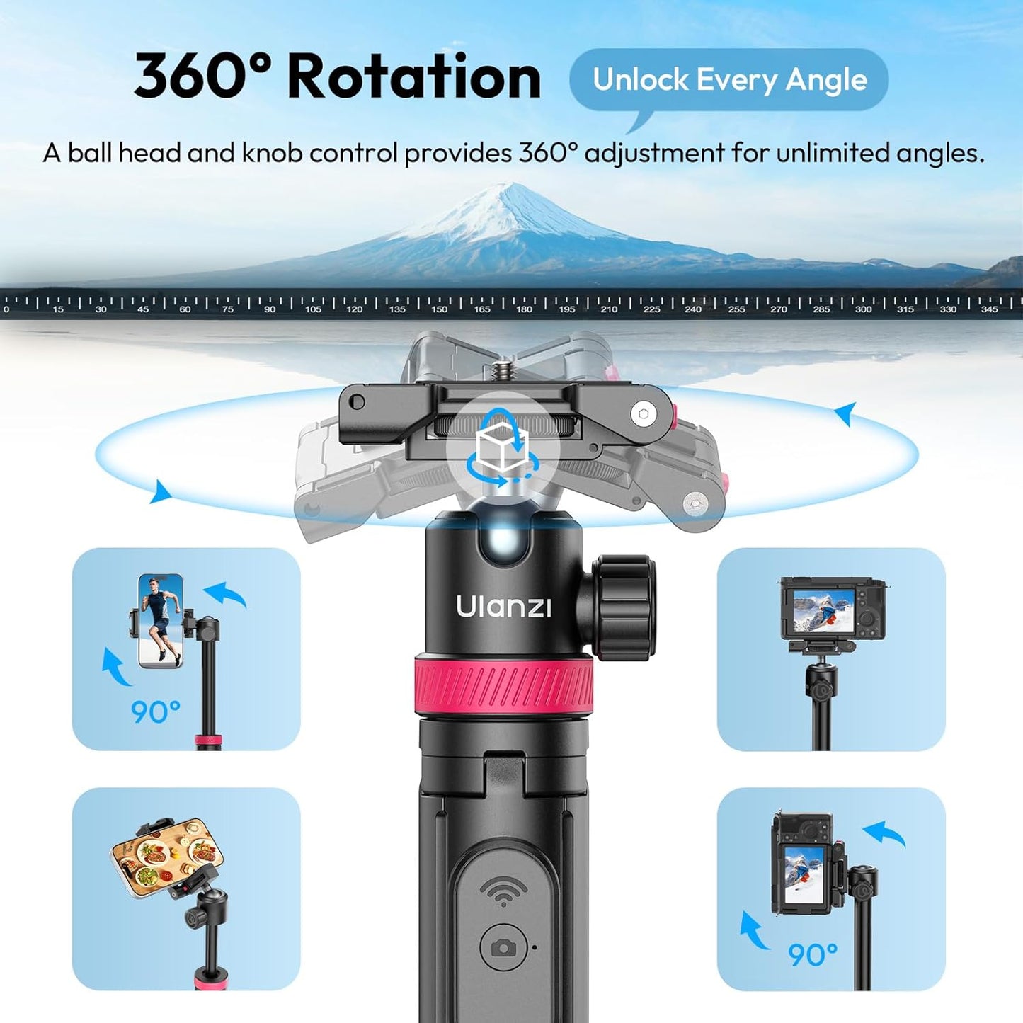 ULANZI MT44B Auto Pop Tripod 59" w Remote, Dual Mount, 360¬∞ Head