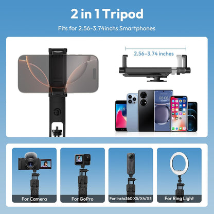 ULANZI TT23 64" Auto Face Tracking Tripod, 360Â° Selfie Stick w/ Remote for iPhone/Android