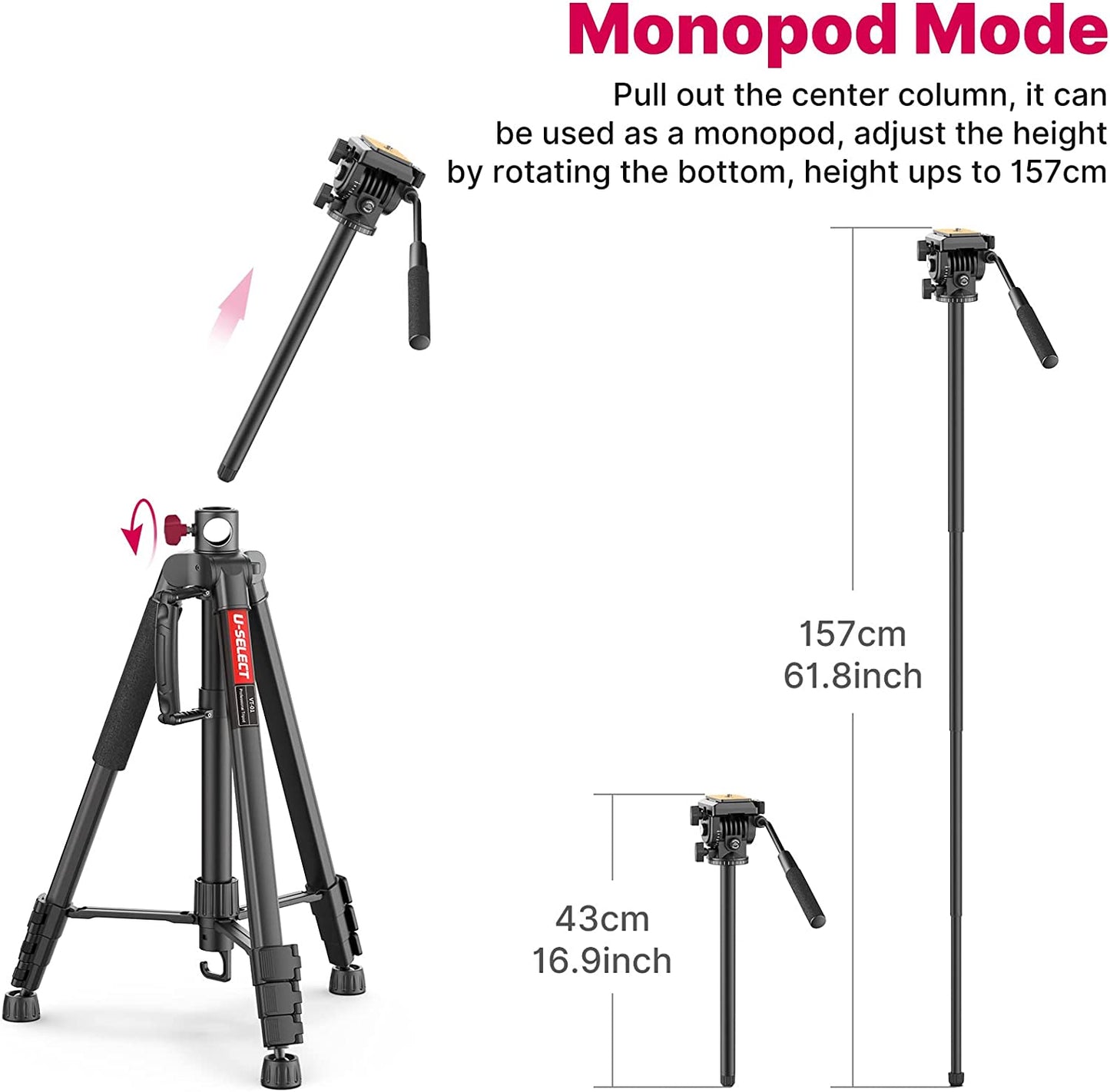 ULANZI VT-02 Metal Tripod â€“ Heavy Duty Portable, Adjustable for DSLR/Phones