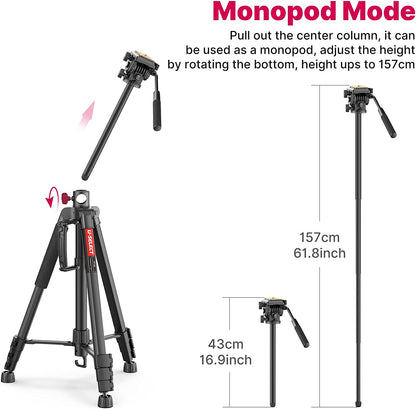 ULANZI VT-02 Metal Tripod â€“ Heavy Duty Portable, Adjustable for DSLR/Phones