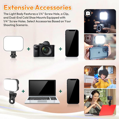 Ulanzi VL100X Selfie Clip LED Light, 2500-6500K Bi-Color, 2000mAh, Phone/Laptop Panel