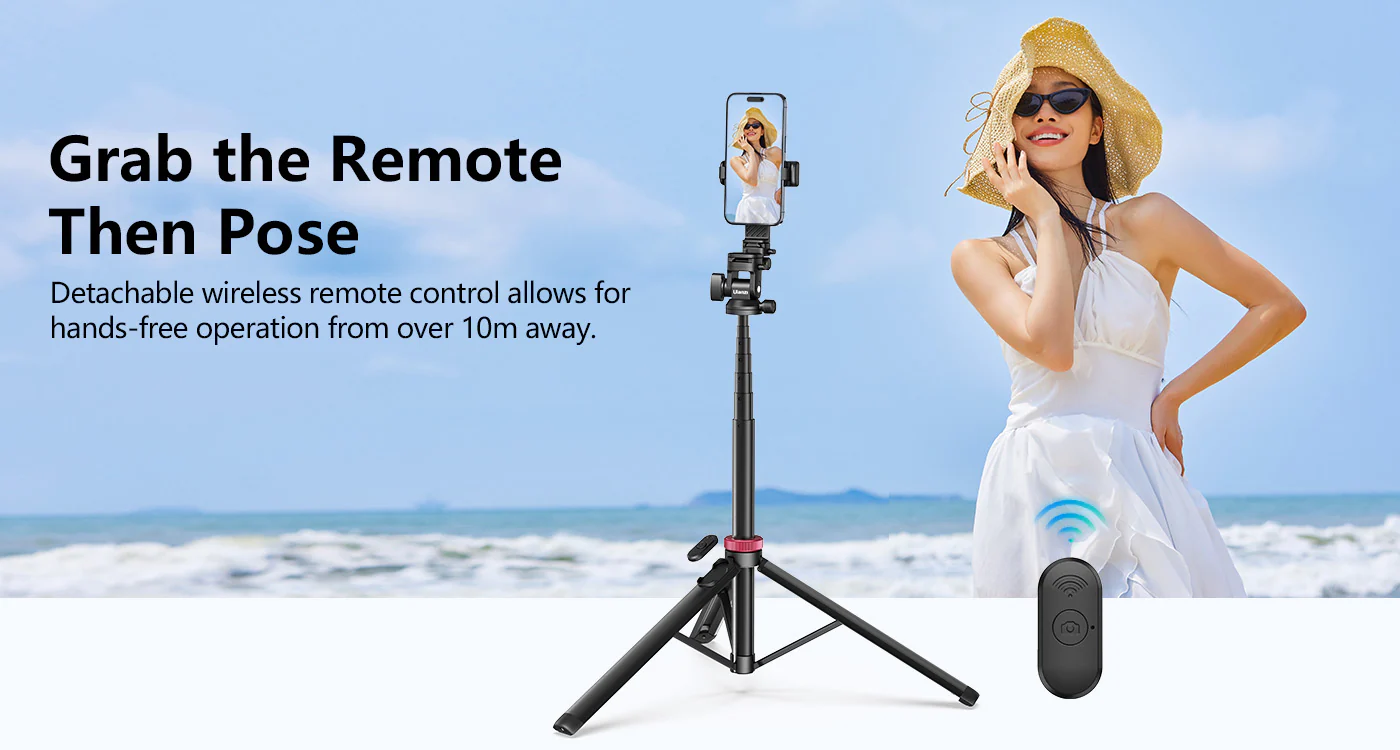ULANZI MT-78 72.83" Extendable Phone Tripod, Metal Selfie Stick Stand with 360Â° Head