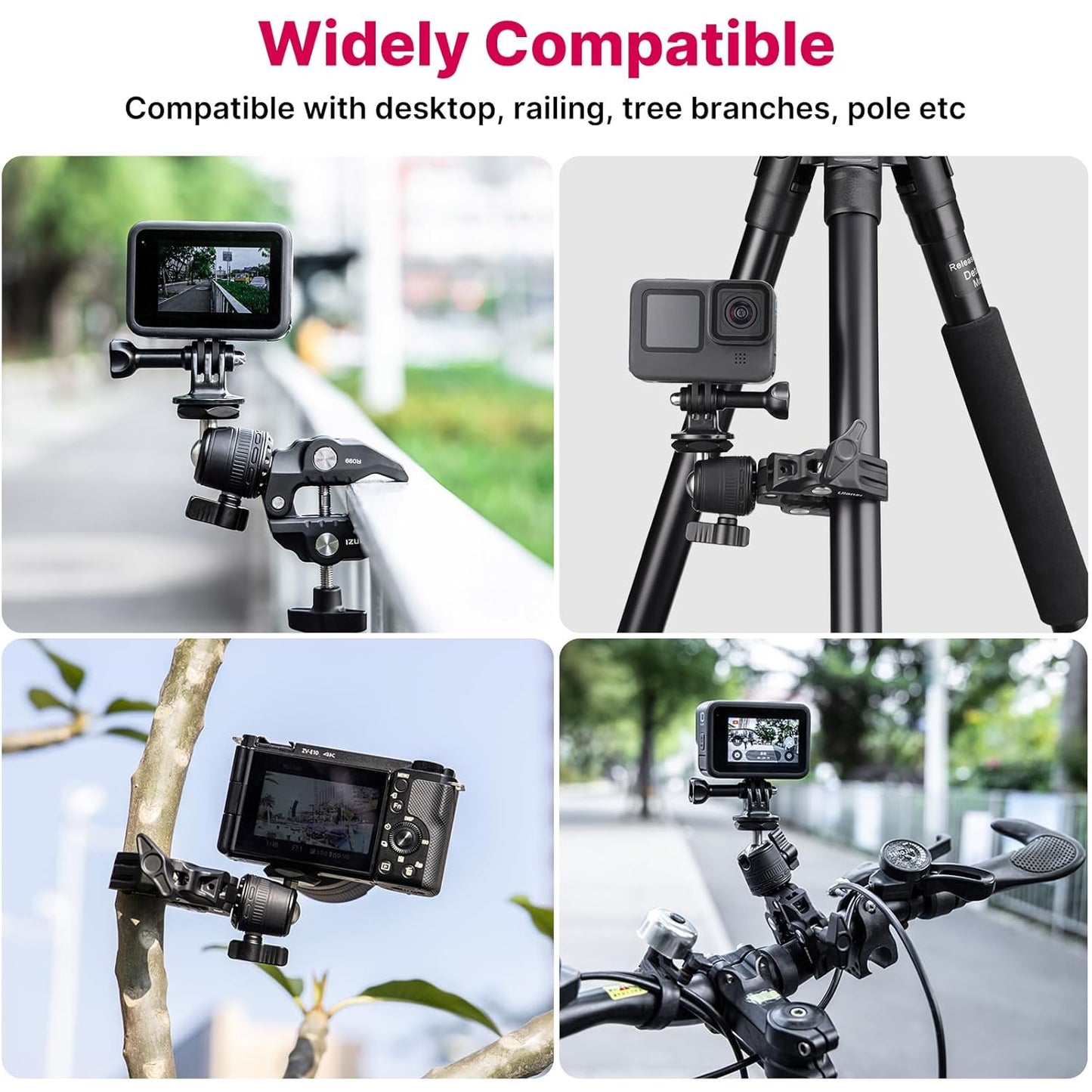 ULANZI R099 Super Clamp Camera Mount with 360¬∞ Ballhead for Bike/Bicycle/Motorcycle Handlebar Pole Tripod Tube Crossbar Gimbal Rods Mount