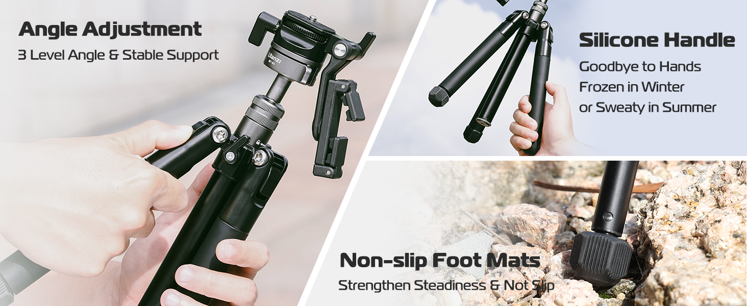 ULANZI MT-63 57" Foldable Tripod, 2-in-1 Clip, 5KG Load, Ball Head