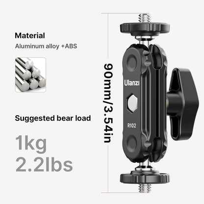 ULANZI R102 Magic Arm Double Ballhead 1/4'' Screw Monitor Mount Bracket