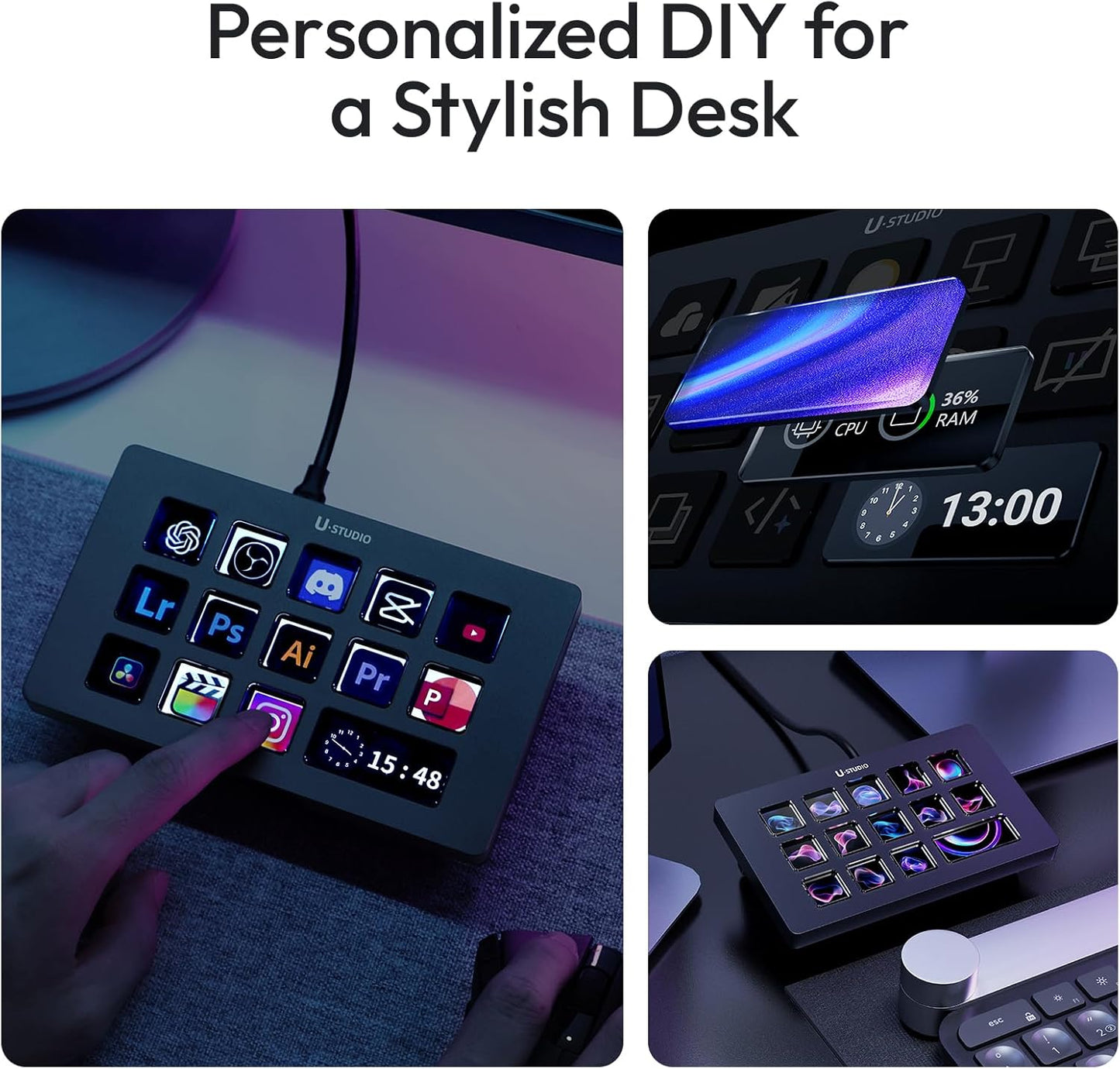 ULANZI D200H 7-in-1 Stream Controller Hub Keyboard w LCD & Programmable Macro Keys