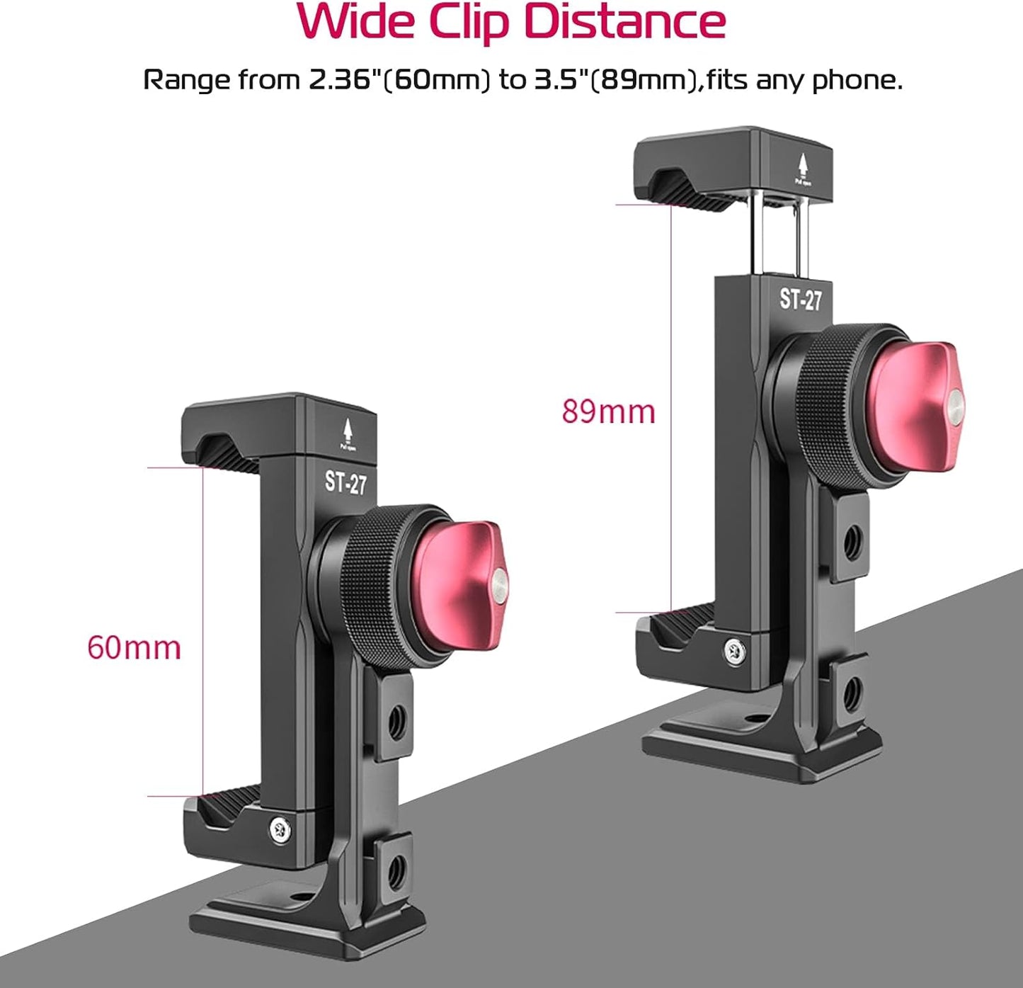 ULANZI ST-27 Phone Tripod Mount, 360Â° Metal Holder, 3 Cold Shoes, Arca, iPhone 17/16