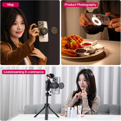 Ulanzi LM19 Magnetic LED Selfie Light with Magsafe, Sticky Ring for Phones