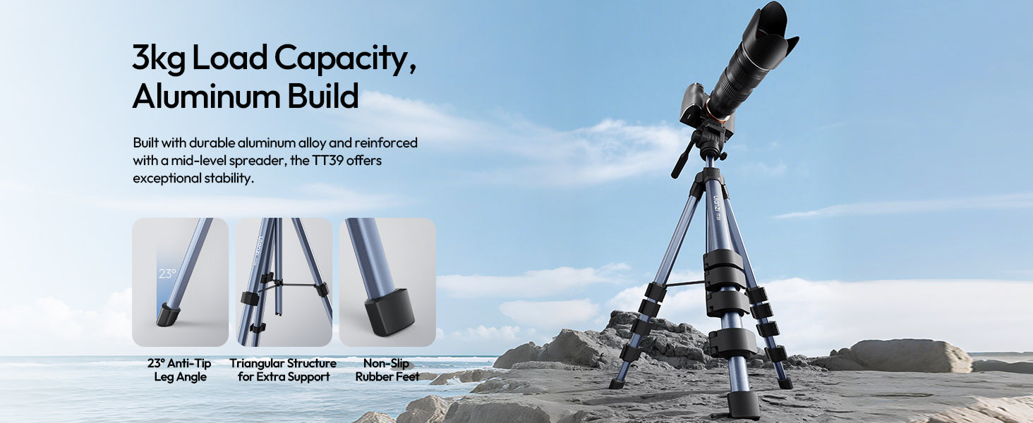 ULANZI TT39 Tripod 61" Vertical/Horizontal, Phone & DSLR, Adjustable