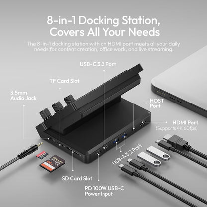 ULANZI D200X Stream Controller 14 LCD Keys & 8-in-1 USB-C Hub 4K HDMI