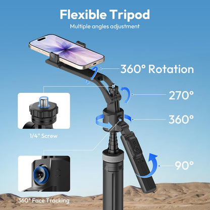 ULANZI TT23 64" Auto Face Tracking Tripod, 360Â° Selfie Stick w/ Remote for iPhone/Android