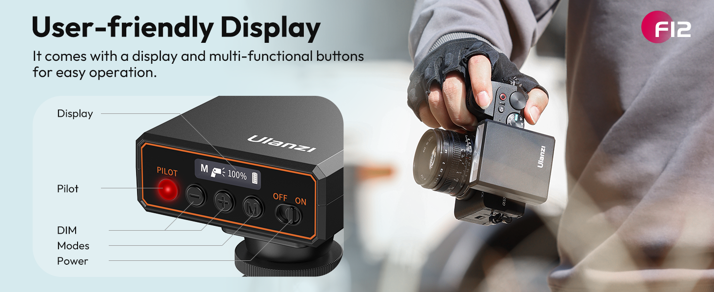 Ulanzi F12 Mini Camera Flash Speedlite GN12 HSS 5600K Type-C Hot Shoe