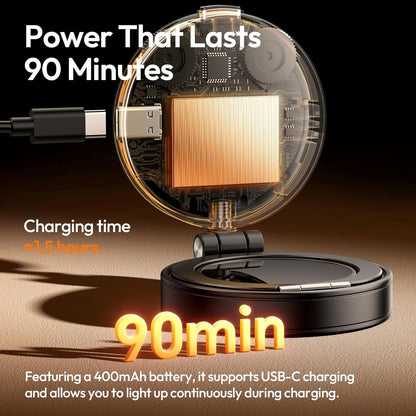 ULANZI LM23 Magnetic 360Â° Selfie Ring Light w/Mirror for iPhone MagSafe Black
