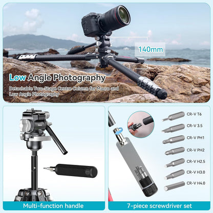 Ulanzi TT09 VideoGo 55.91" Carbon Fiber Tripod w/ Arca QR, 360Â° Ballhead & Handle