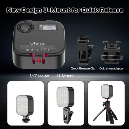 Ulanzi U60 (Black) RGB Video Light, 360Â° Color, CRIâ‰¥95, 2500-9000K, 2500mAh