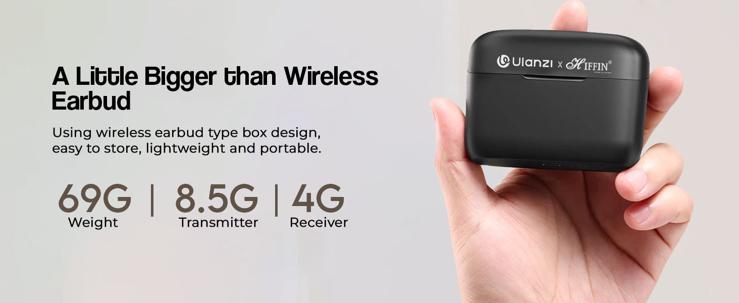 Ulanzi J12 Wireless Lavalier Mic for USB-C, iPhone & iPad, 2in1 Adapter, 65ft Range, Case
