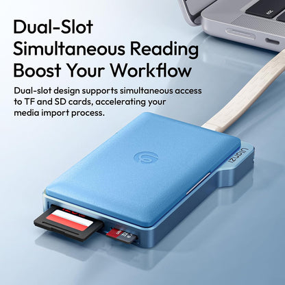 ULANZI DC01 SD TF Card Case USB-C Reader 312MB/s UHS-II Magnetic Aluminum Black/Blue