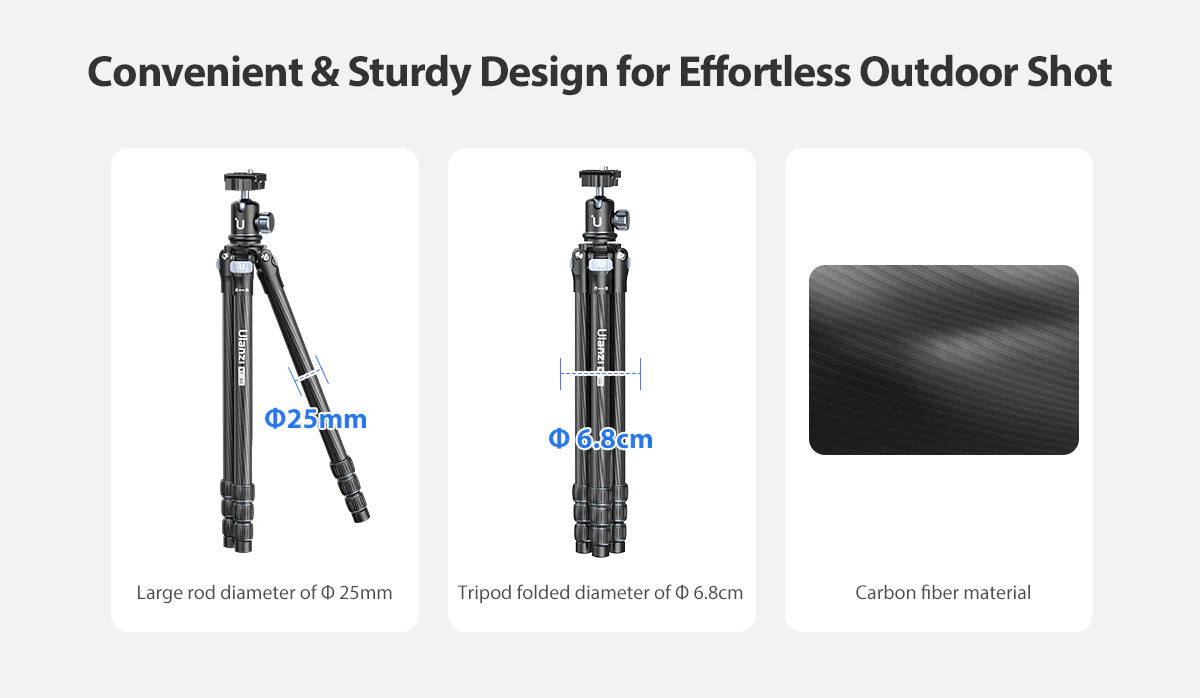 Ulanzi MT-60 Carbon Fiber Portable Travel Tripod