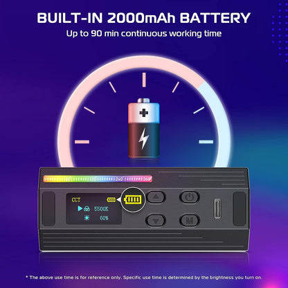 ULANZI Compact Magnetic Handheld 360Â° RGB LED Video Light, 2000mAh, 2500-9000K Dimmable
