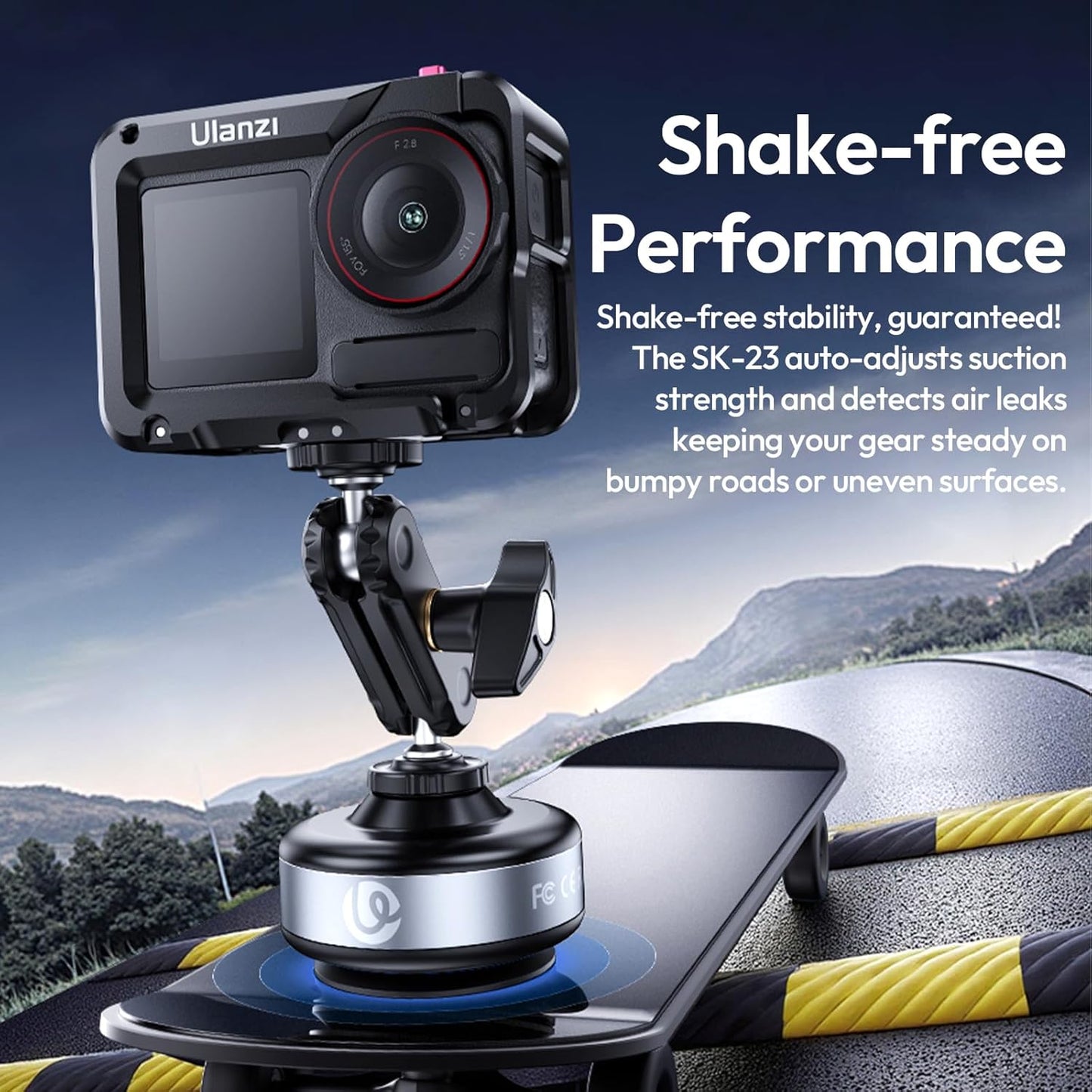 ULANZI SK-23 Electric Suction Cup Mount 1/4'' for GoPro, DJI, Insta360