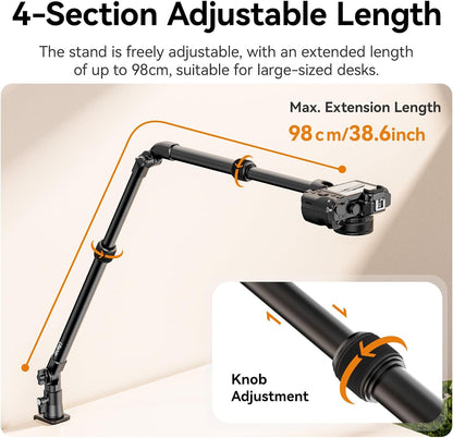 ULANZI ZJ02 Camera Desk Mount Stand Overhead Magic Articulating Arm