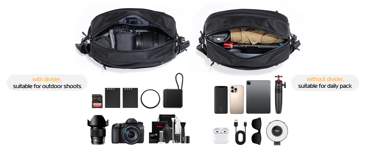 Ulanzi PB038 Travel Messenger Bag Camera Sling Bag V2 10L Multi-Pocket