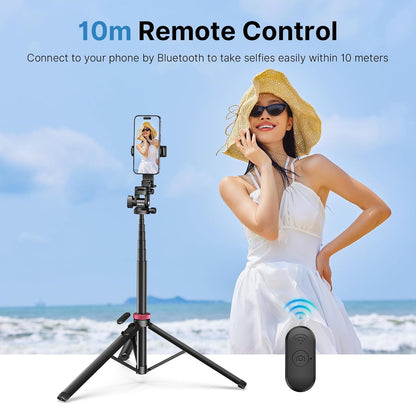 ULANZI MT-78 72.83" Extendable Phone Tripod, Metal Selfie Stick Stand with 360Â° Head