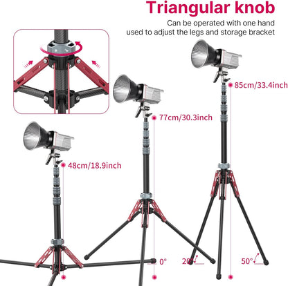 ULANZI MT-49 Carbon Fiber Light Stand, 194cm Tripod for Flash/Camera/Phone