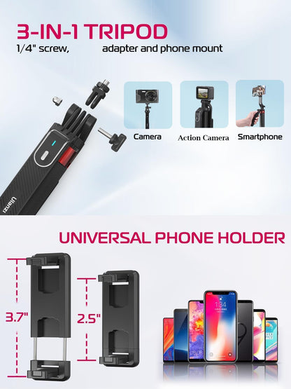 ULANZI MA09 71" Phone Tripod Stand with Remote & Clip