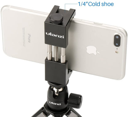 Ulanzi ST-02 Metal Phone Tripod Mount with Hot Shoe Mount Smartphone Video Rig Tripod Mount Adapter.