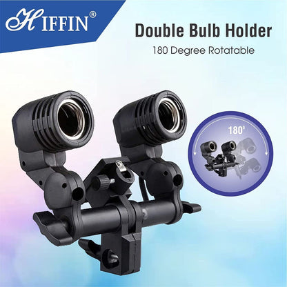 HIFFIN E27 Studio Double Holder KIT Umbrella White + Studio Light Stand 9 FT+ Umbrella and Double Holder KIT Set of 2 (2 x Double Holder | 2 x Light Stand 9 feet | 2 x Umbrella | 1 x Bag)