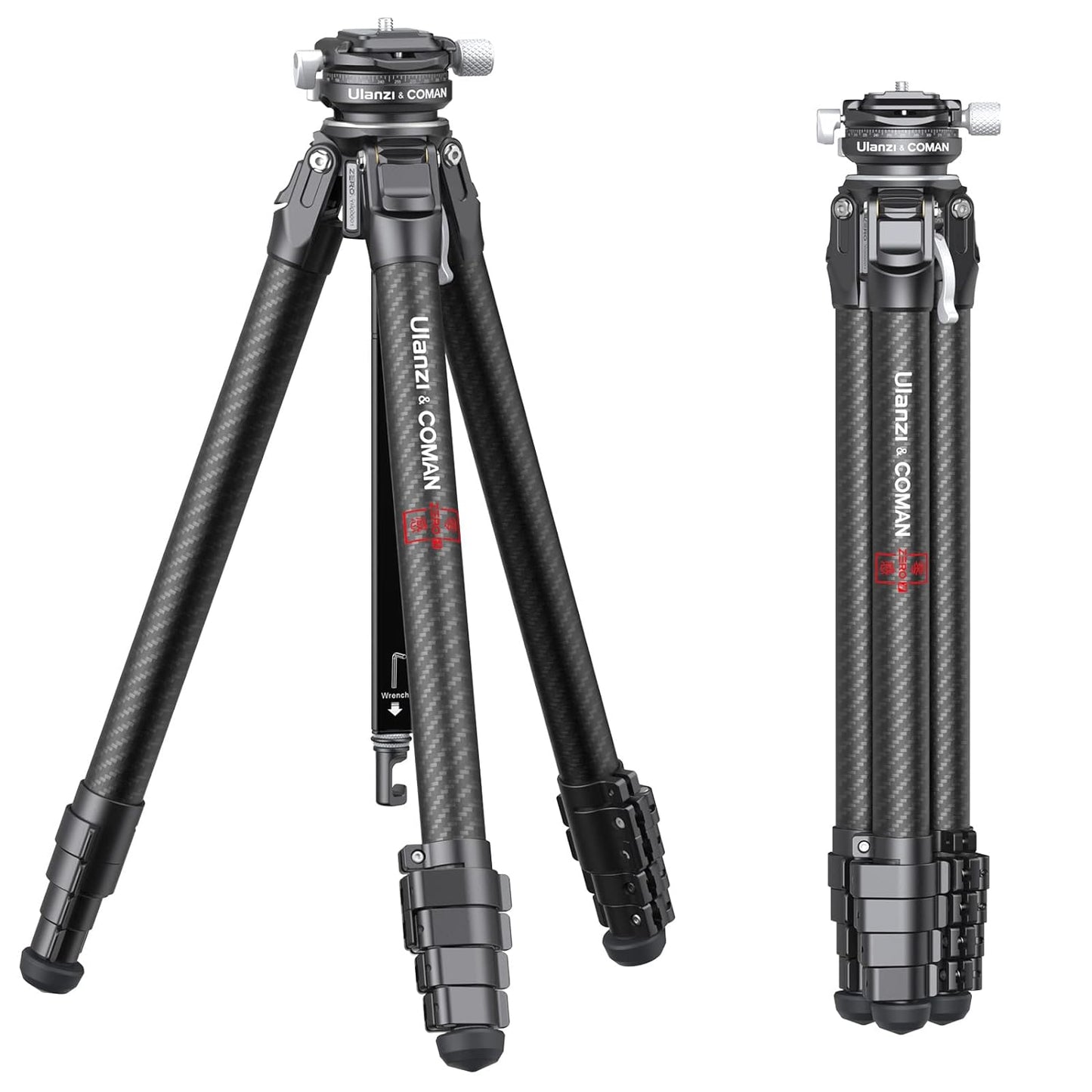 Zero Y Professional Carbon Fiber Camera Tripod, 360Â° Ballhead, 39lb Max Load