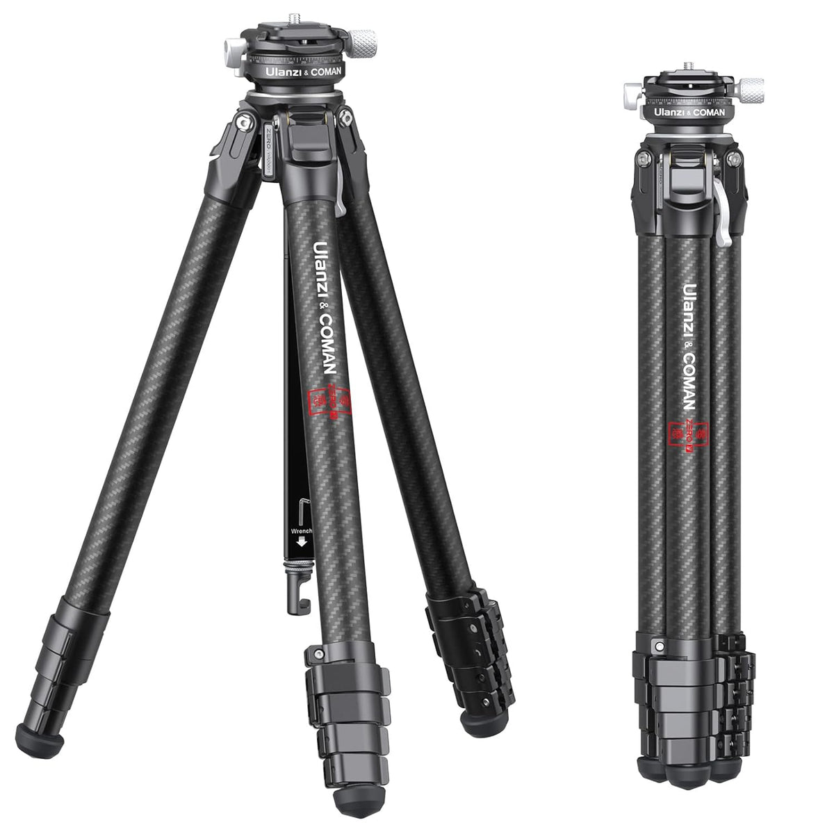 Zero Y Professional Carbon Fiber Camera Tripod, 360Â° Ballhead, 39lb Max Load