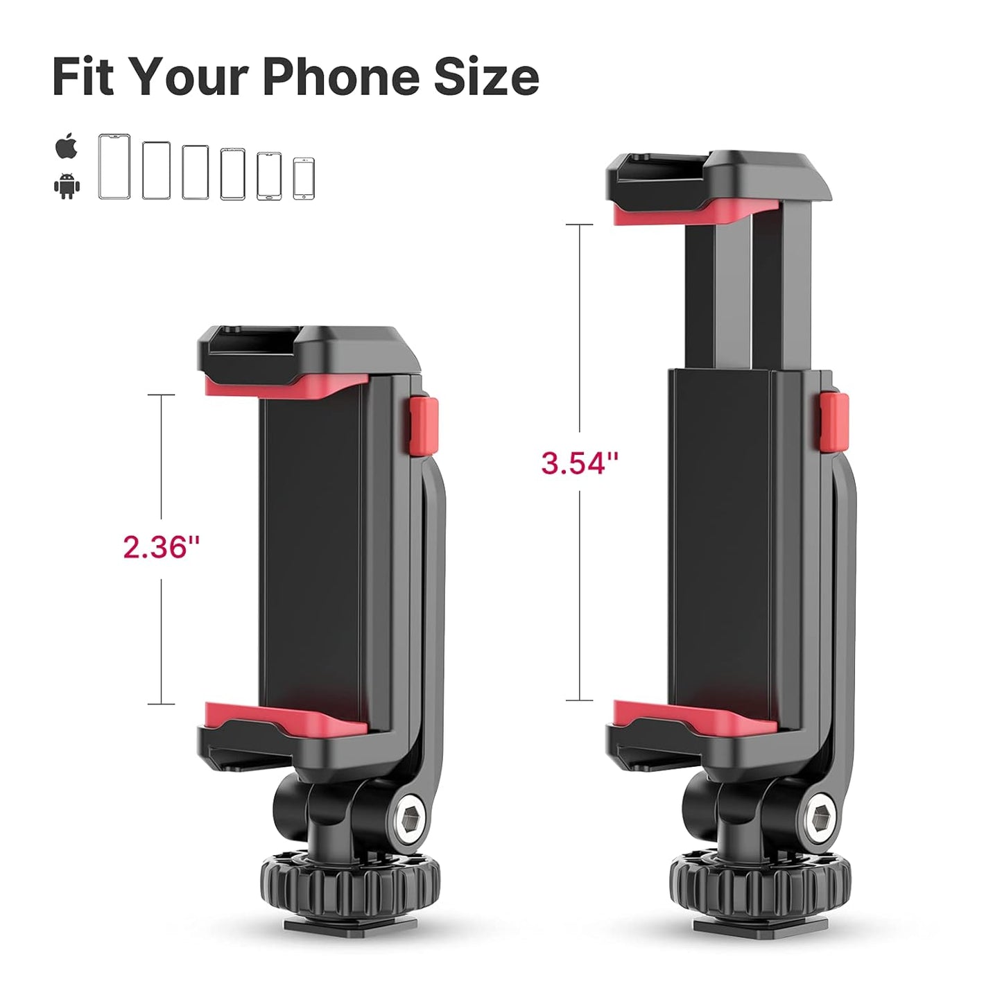 Uanzi ST-06S Universal Smartphone Mount with 2 Cold Shoes, 360Â° Rotation, Adjustable Clip
