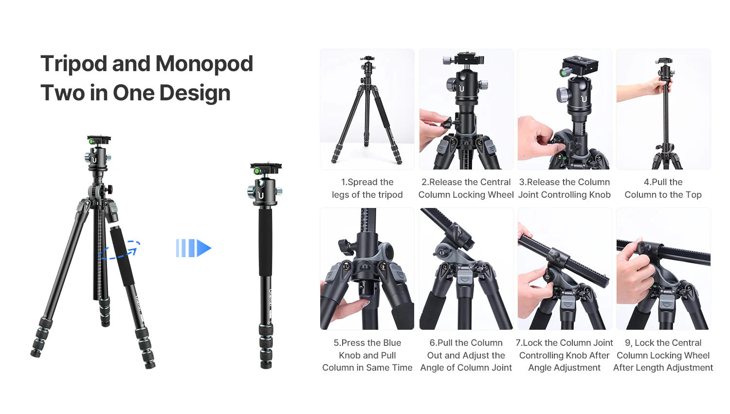 Ulanzi MT-59 Multifunction Camera Monopod Tripod