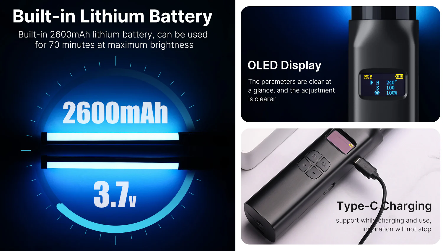 Ulanzi VL 119 RGB Light Stick 2500K-9000K, CRI 95+, 2000mAh LED