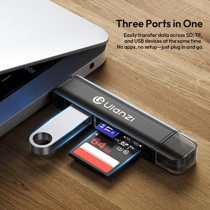 ULANZI CR1 3-in-1 Card Reader, USB-C/USB-A to SD/TF Memory Card Adapter for Camera