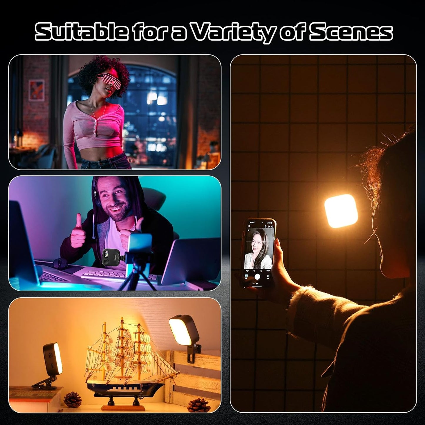 Ulanzi U60 (Black) RGB Video Light, 360Â° Color, CRIâ‰¥95, 2500-9000K, 2500mAh