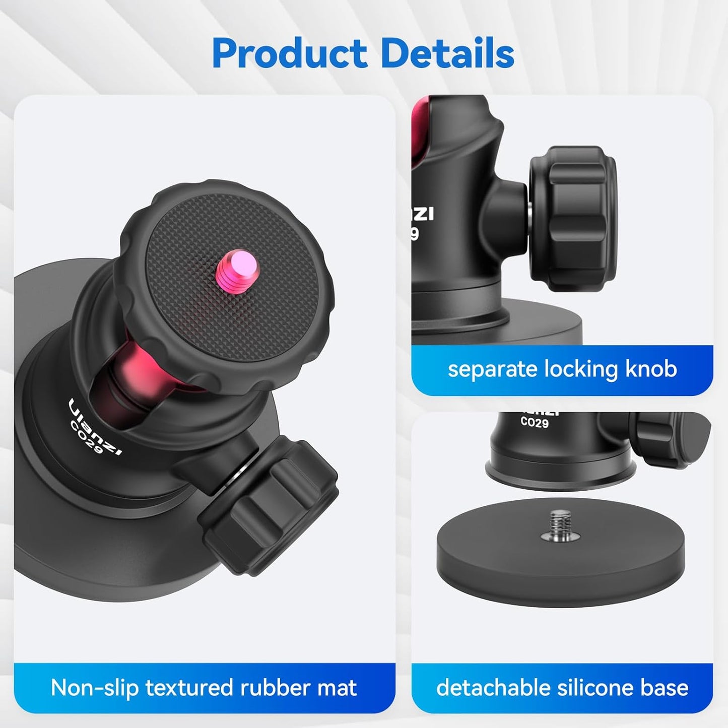 ULANZI C029 Magnetic Camera Mount, 360° Ball Head for DJI Osmo Action & Insta360