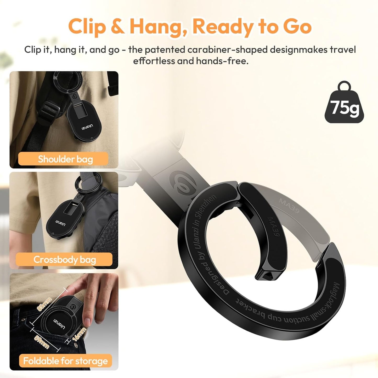 ULANZI MA39 3-in-1 Magnetic Phone Holder for MagSafe with 360¬∞ Rotatable Mount