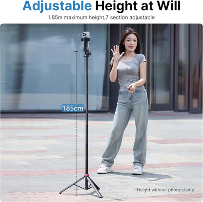 ULANZI MT-78 72.83" Extendable Phone Tripod, Metal Selfie Stick Stand with 360Â° Head