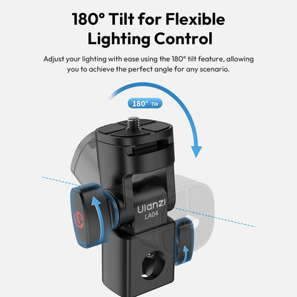 ULANZI LA04 Light Stand Adapter, 1/4â€ QR Mount, 180Â° Tilt, 3kg Load Capacity