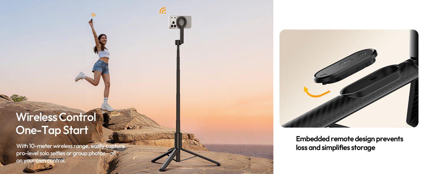 ULANZI SK27 (Magsafe) Magnetic Phone Tripod 165 cm, Selfie Stick w Bluetooth & 25N Magnet