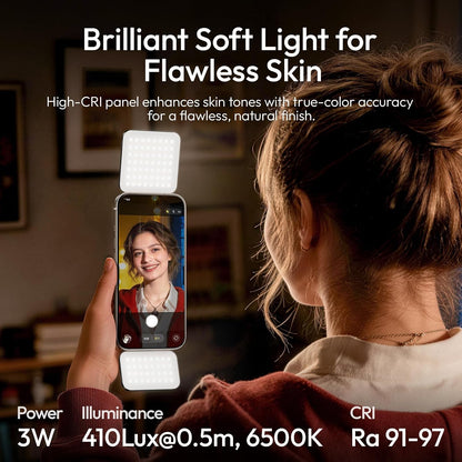 Ulanzi GL01 Magnetic Selfie Light Dual LED 2700-6500K Type-C Rechargeable MagSafe iPhone Pink/Black